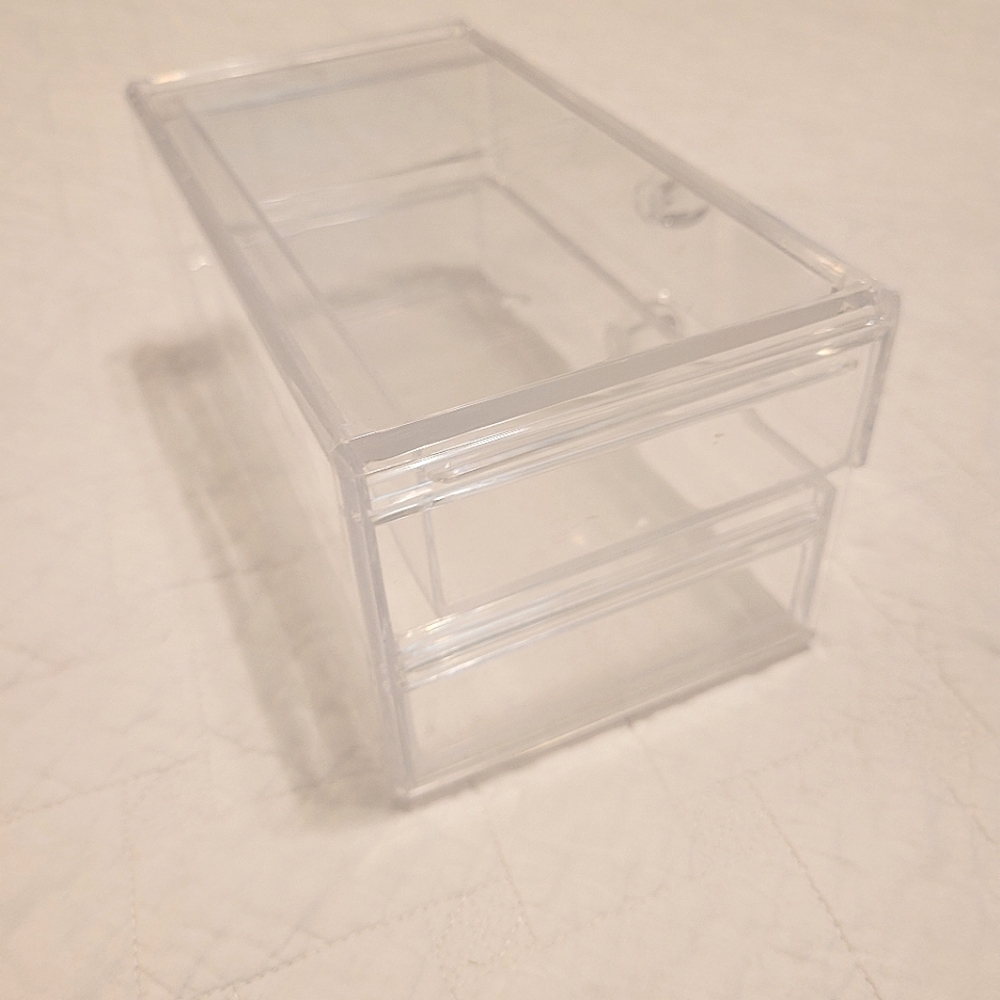 Clear Plastic Small Two Drawer Jewelry Box Trinkets Display Case No Brand - Picture 4 of 9